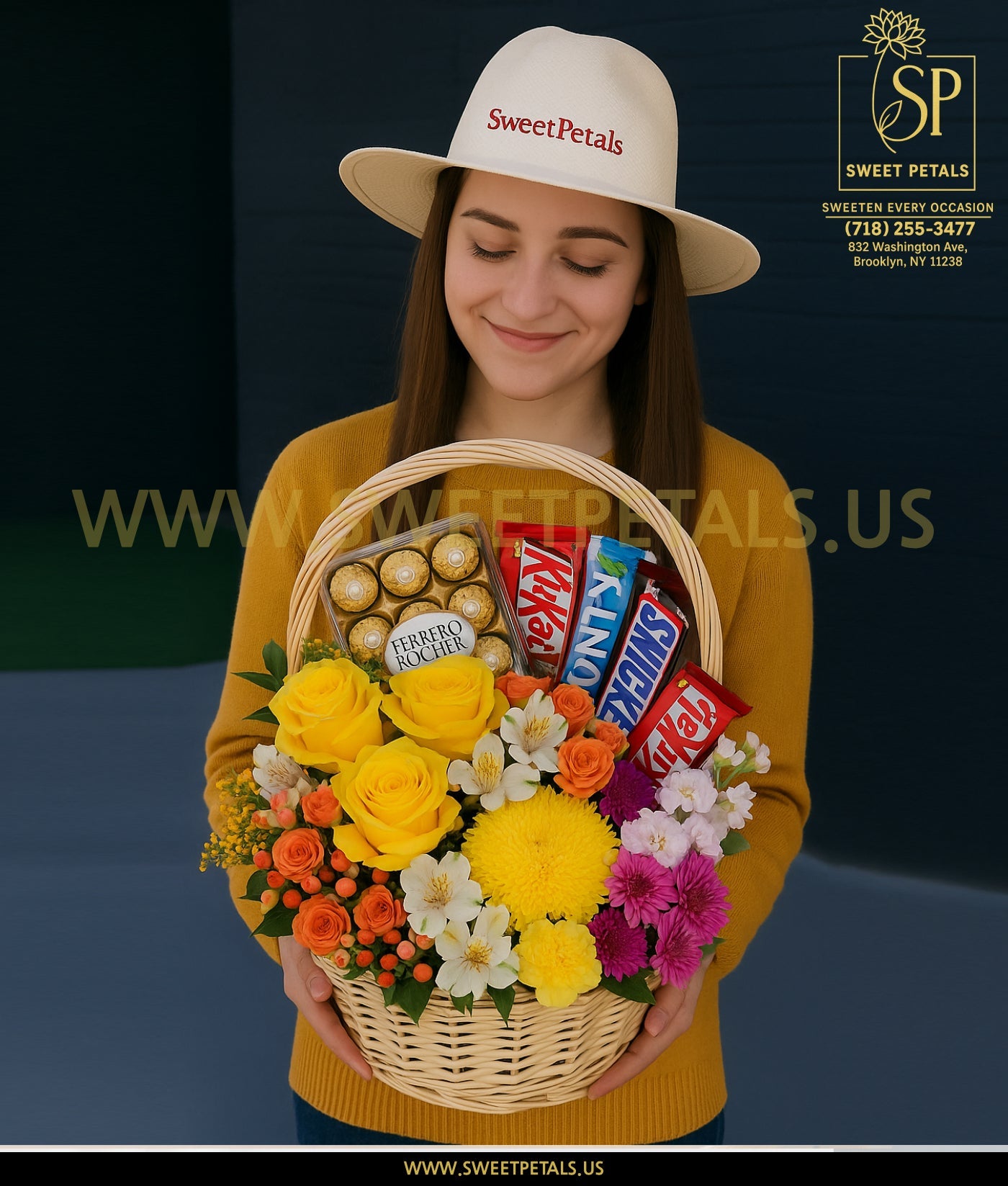 Golden Rose Delight Basket