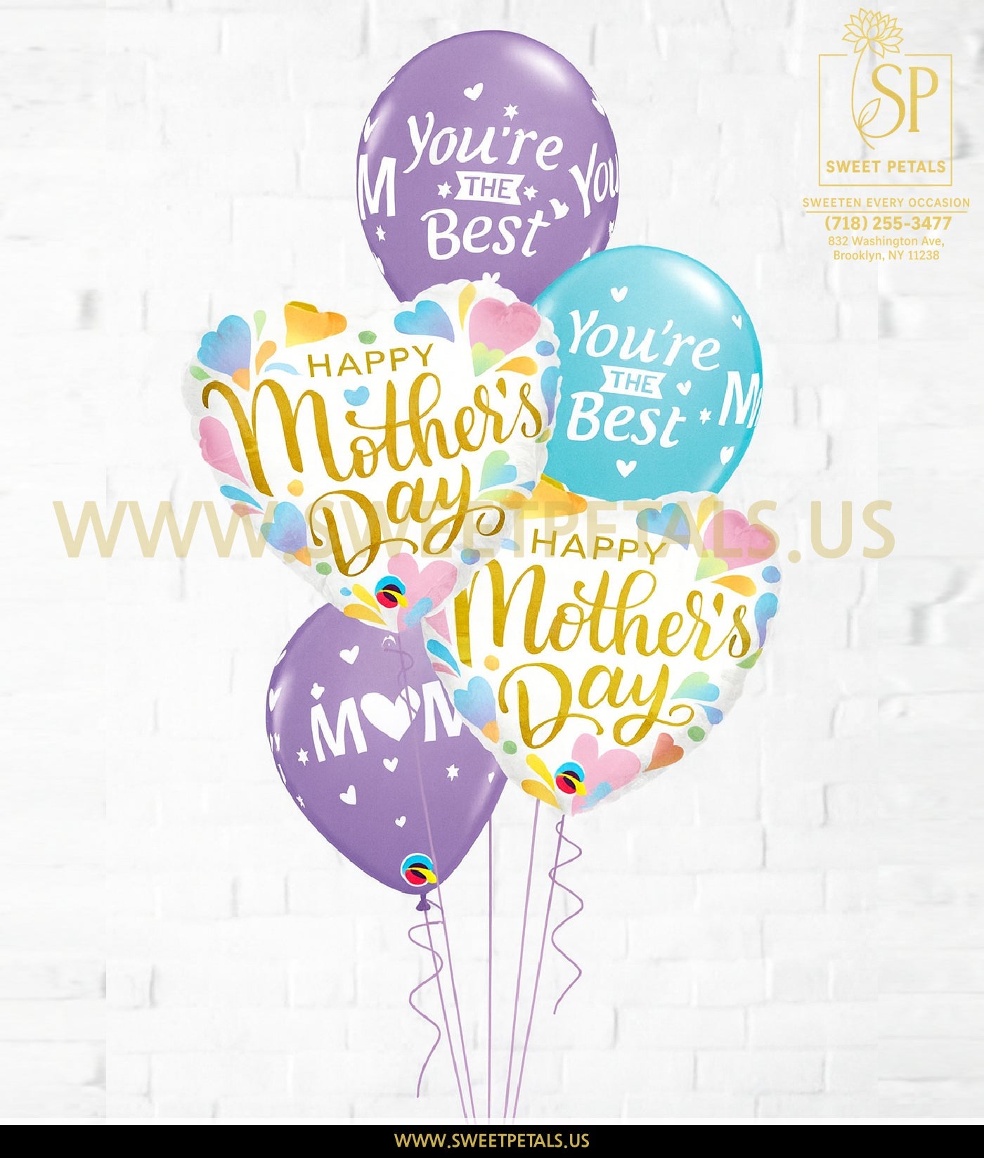 Mother's Day Pastel Hearts Balloon Bouquet