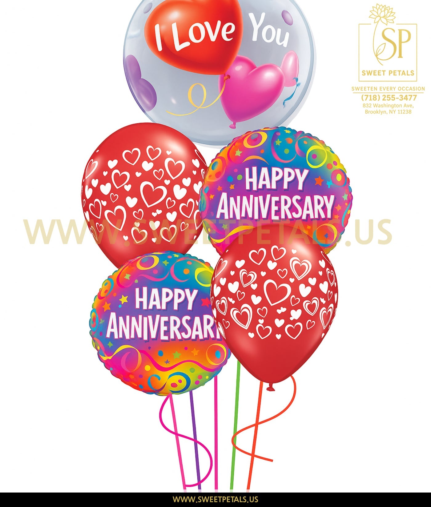 I Love you Anniversary Colorful Balloon Bouquet