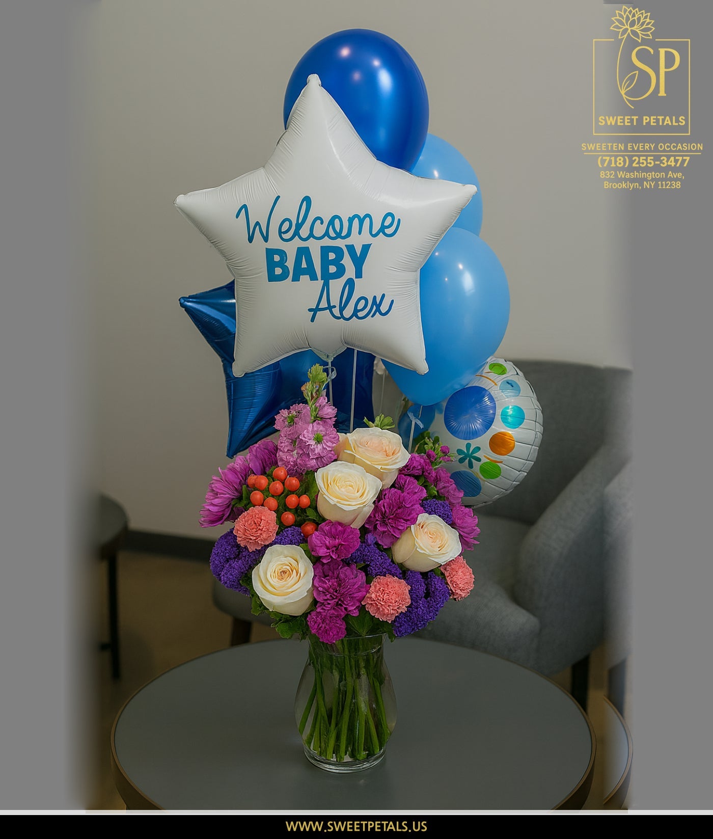 Welcome Baby Bouquet & Balloon Arrangement
