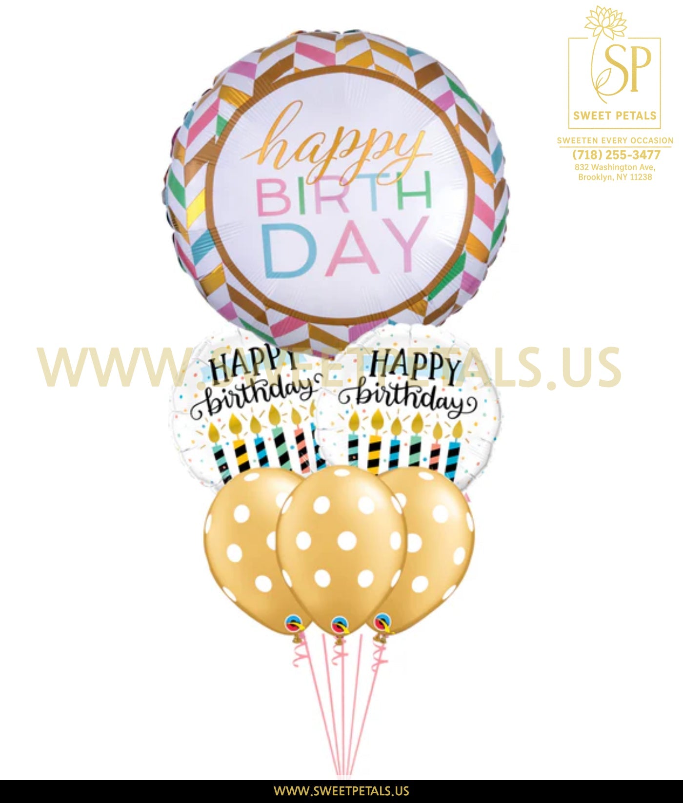 Pastel Celebration Birthday Candles Gold Big Dots Bouquet