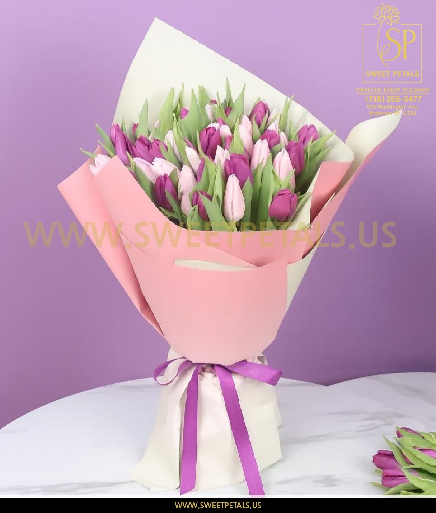 Pretty 51 Pink and Purple Tulips Bouquet