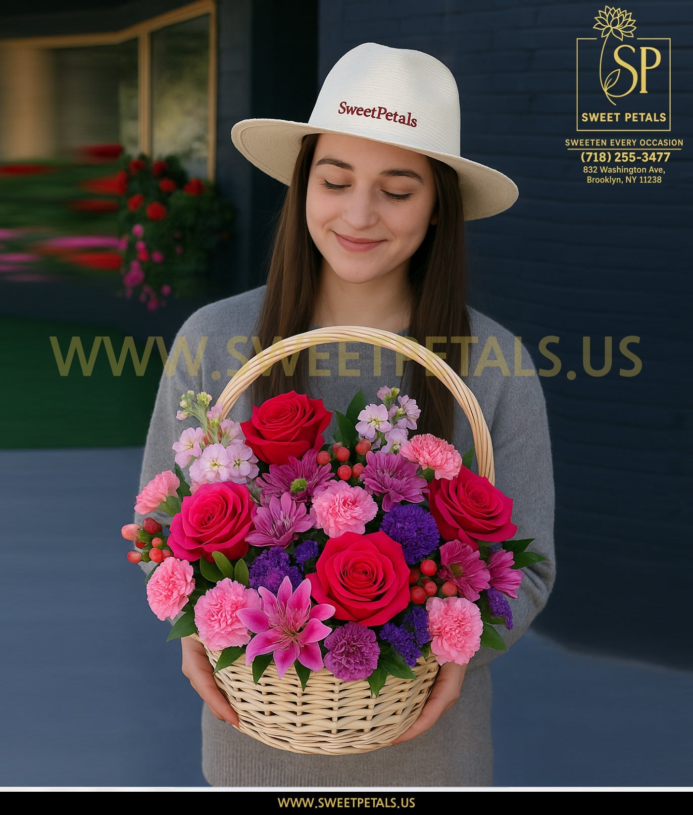Raspberry Blossom Charm Basket