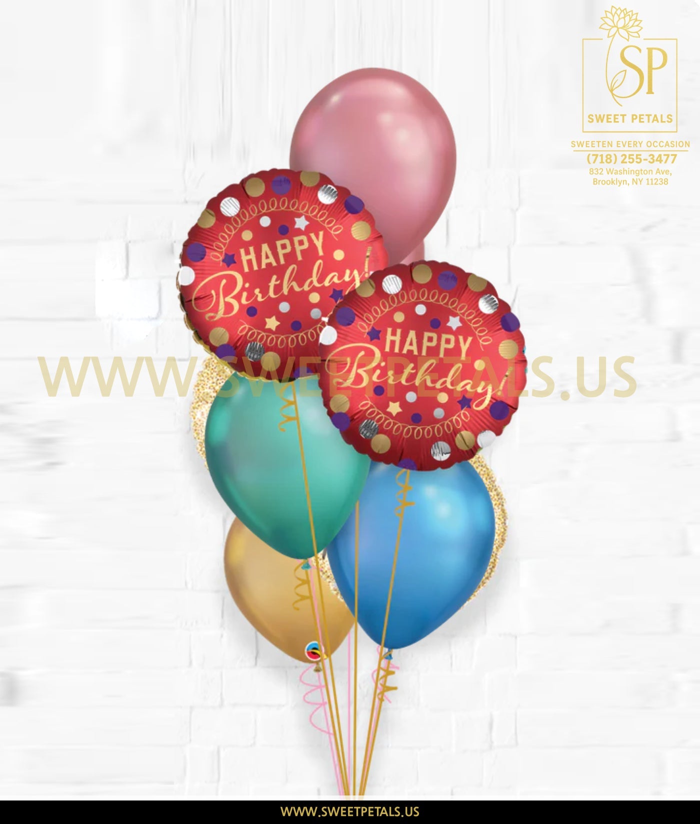 Red Satin Party ,Chrome Balloon Bouquet