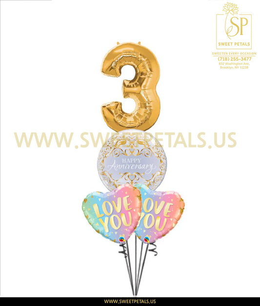 Any Single Number Anniversary and Love Balloon Bouquet
