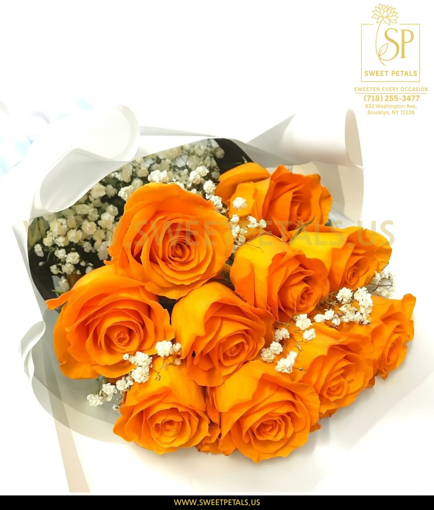 Golden Glow Orange Roses Bouquet