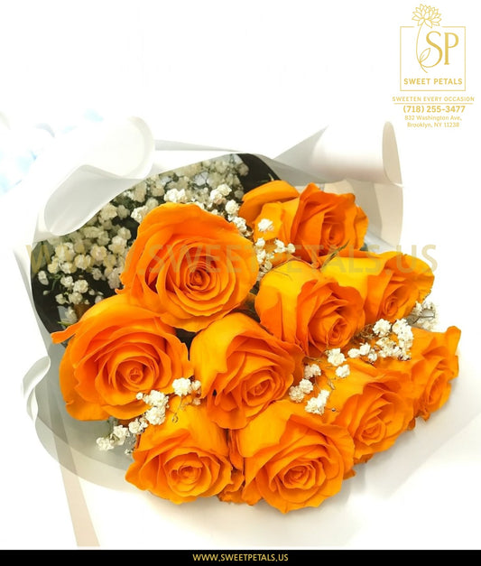 Golden Glow Orange Roses Bouquet