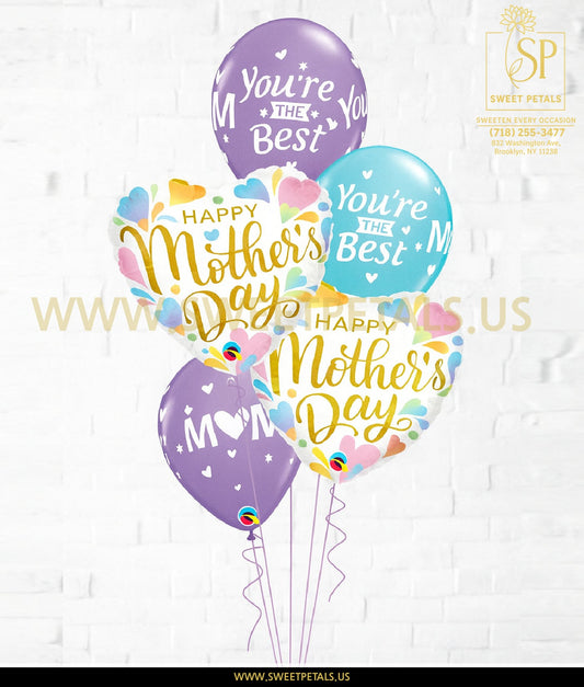 Mother's Day Pastel Hearts Balloon Bouquet