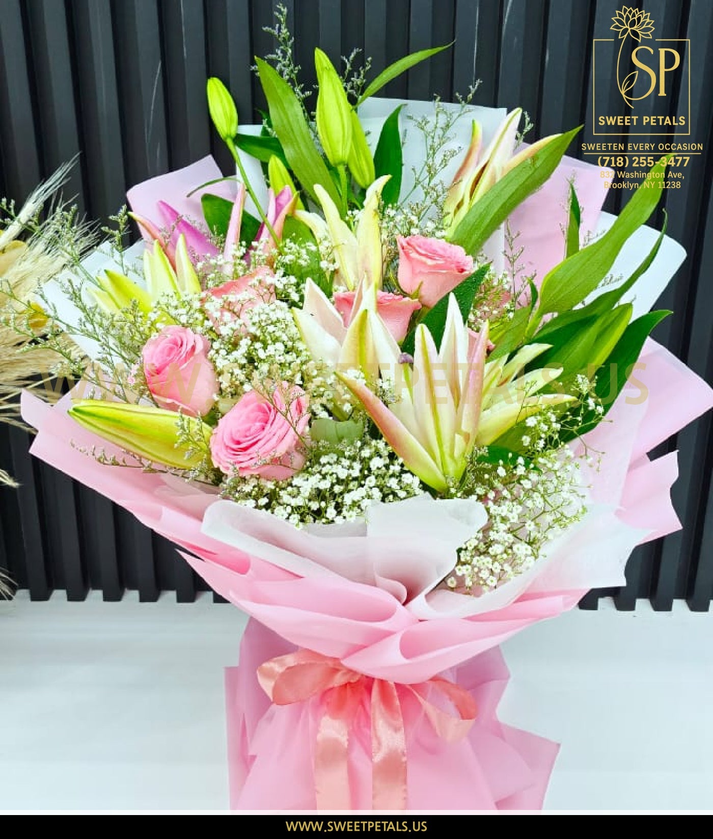 Pink Roses & Lilies Bouquet