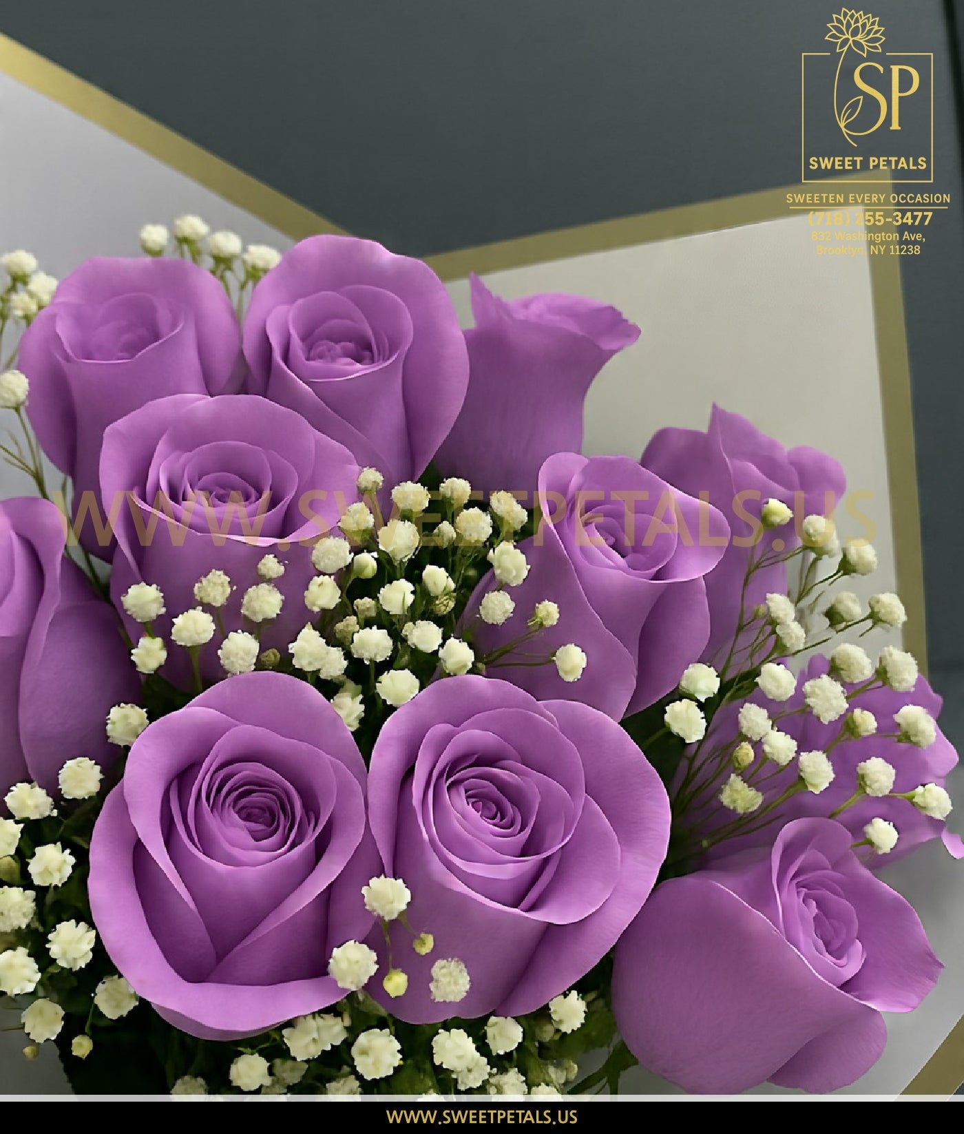 Dozen Royal Lavender Roses Bouquet