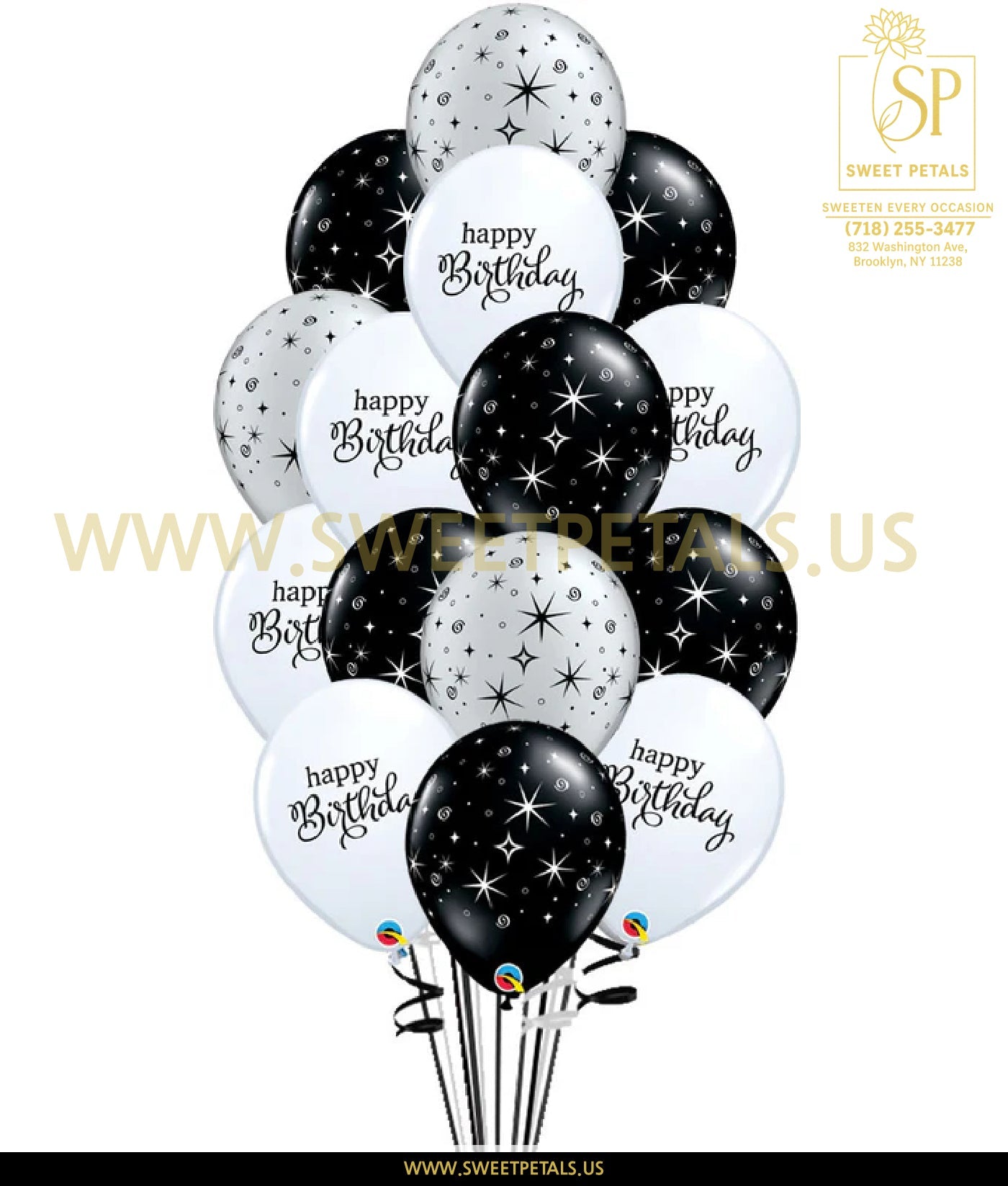 Silver, Black Sparkles Simply Happy Birtrhday 15pcs with Weight